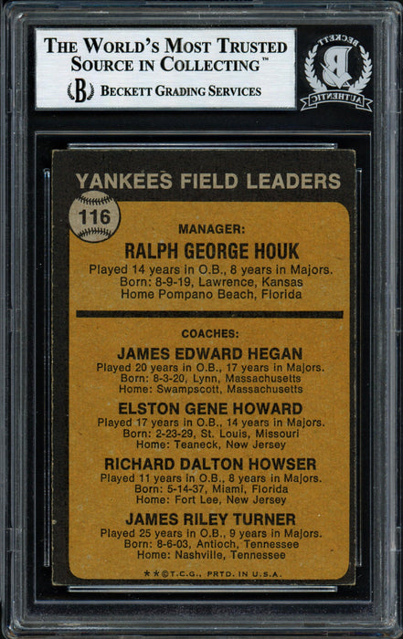 Elston Howard & Jim Turner Autographed 1973 Topps Card #116 New York Yankees Beckett BAS #12057387 - RSA
