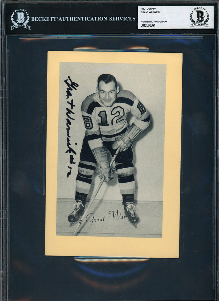 Grant Warwick Autographed 1944-63 5x7 Beehive Photo #73 Boston Bruins Beckett BAS #12060364 - RSA