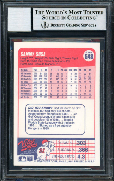 Sammy Sosa 1990 Fleer Rookie Card