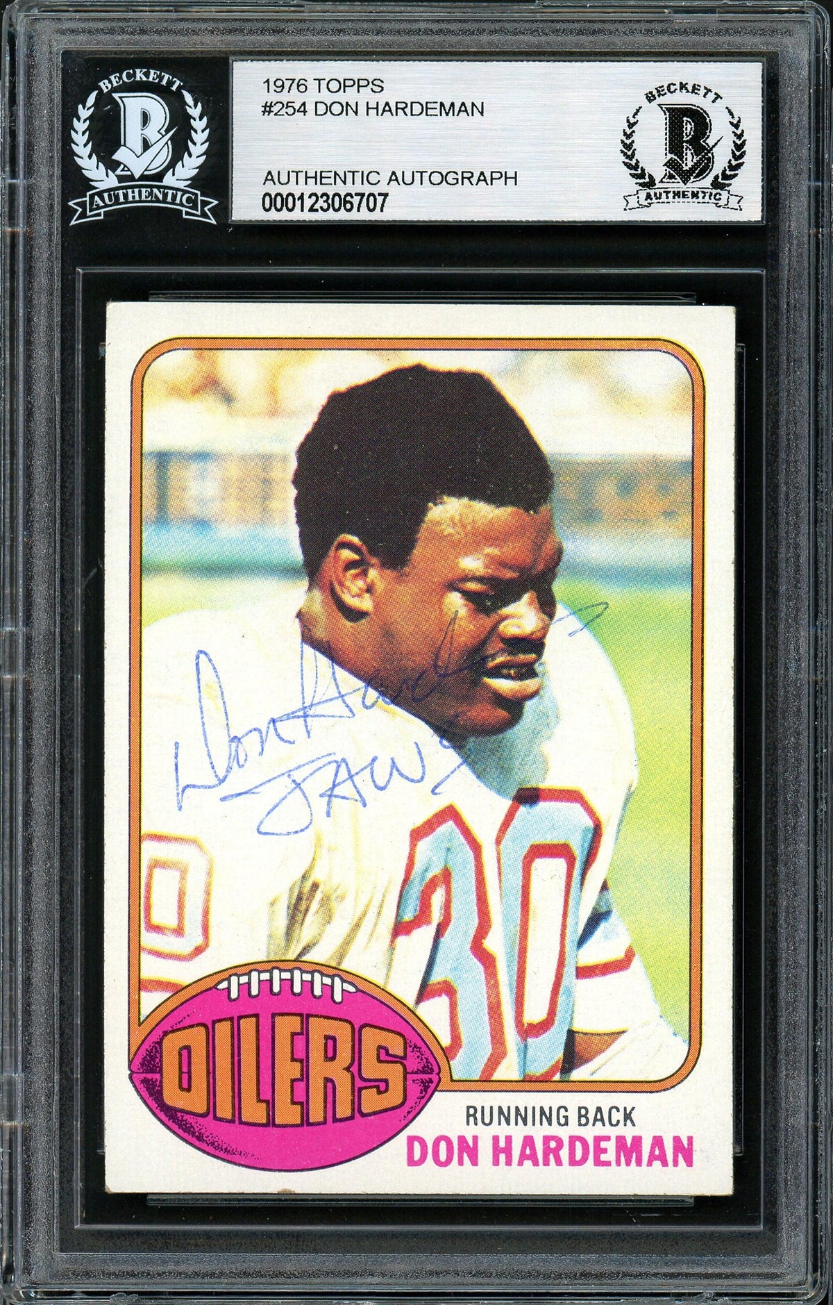 Don Jaws Hardeman Autographed 1976 Topps Rookie Card #254 Houston Oi — RSA