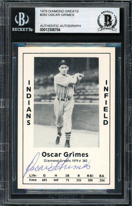 Oscar Grimes Autographed 1979 Diamond Greats Card #282 Cleveland Indians Beckett BAS #12306754 - RSA