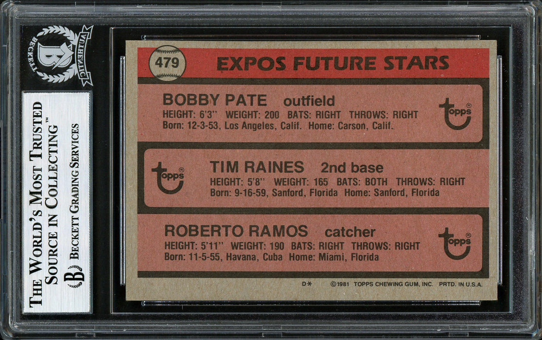 Tim Raines & Roberto Ramos Autographed 1981 Topps Rookie Card #479 Mon — RSA