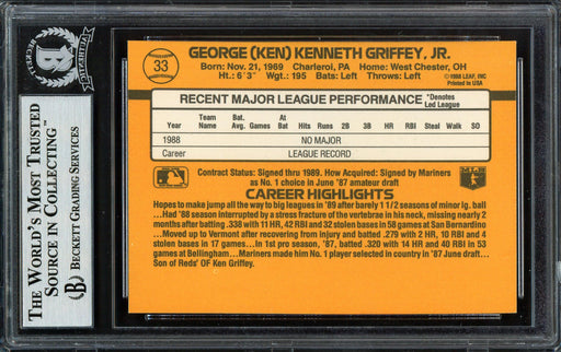 Ken Griffey Jr. Autographed 1989 Donruss Rookie Card #33 Seattle Mariners Vintage Rookie Era Beckett BAS #12486622 - RSA