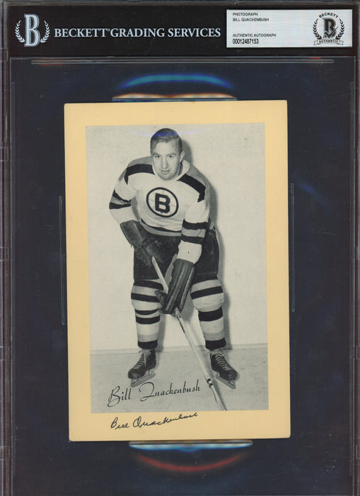 Bill Quackenbush Autographed 1944-63 Beehive Group 2 5.5x8 Photo Boston Bruins Beckett BAS #12487153 - RSA