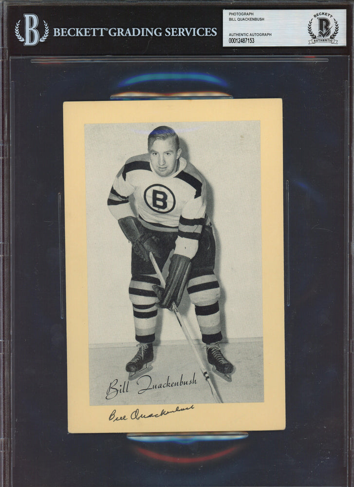 Bill Quackenbush Autographed 1944-63 Beehive Group 2 5.5x8 Photo Boston Bruins Beckett BAS #12487153 - RSA