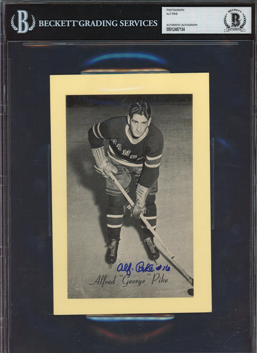 Alf Pike Autographed 1944-63 Beehive Group 2 5.5x8 Photo New York Rangers Beckett BAS #12487154 - RSA