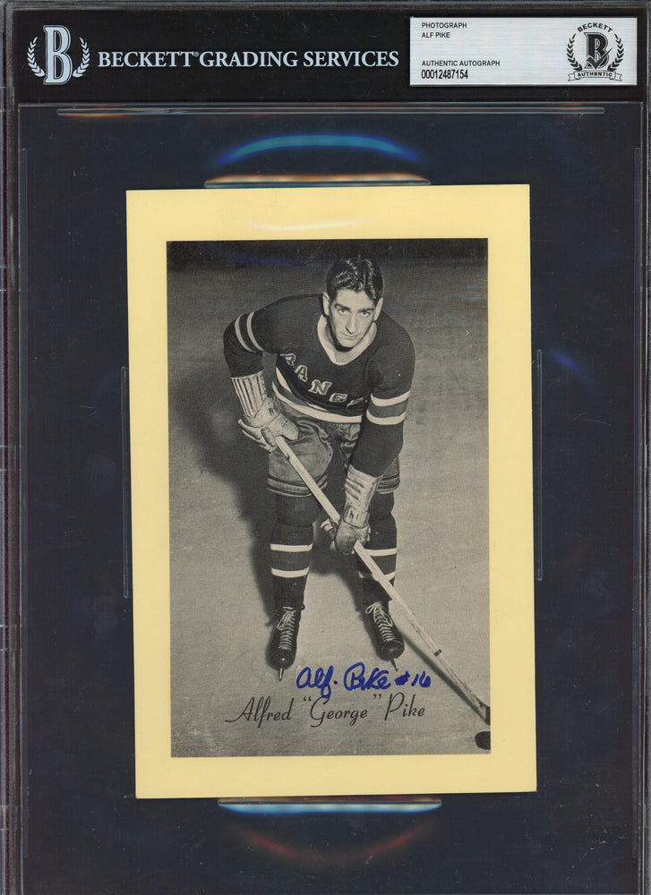 Alf Pike Autographed 1944-63 Beehive Group 2 5.5x8 Photo New York Rangers Beckett BAS #12487154 - RSA