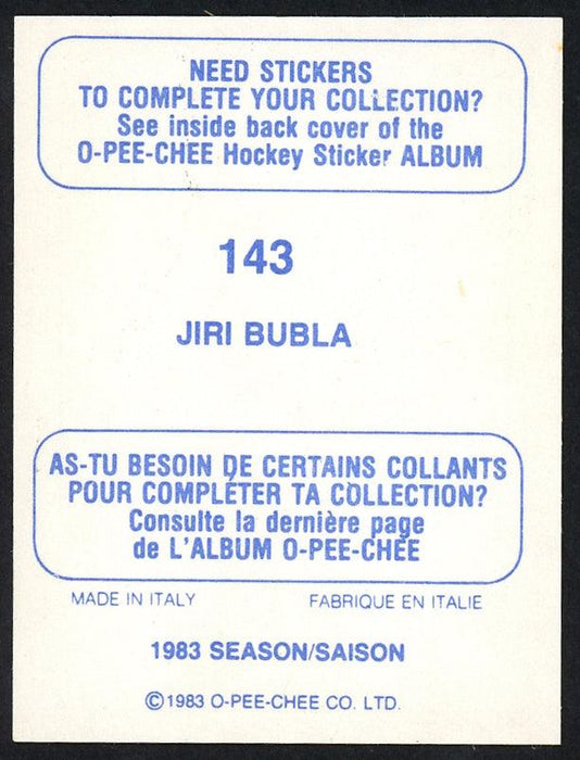 Jiri Bubla Autographed 1983-84 O-Pee-Chee Sticker Rookie Card #143 Vancouver Canucks SKU #154068 - RSA