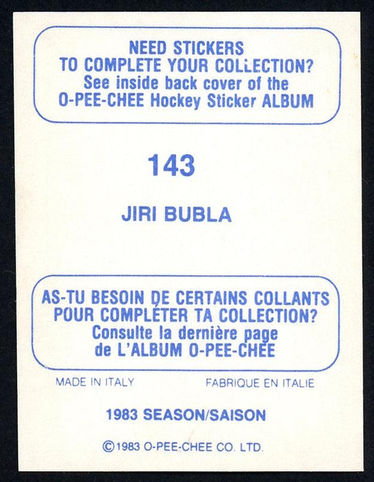 Jiri Bubla Autographed 1983-84 O-Pee-Chee Sticker Rookie Card #143 Vancouver Canucks SKU #154069 - RSA
