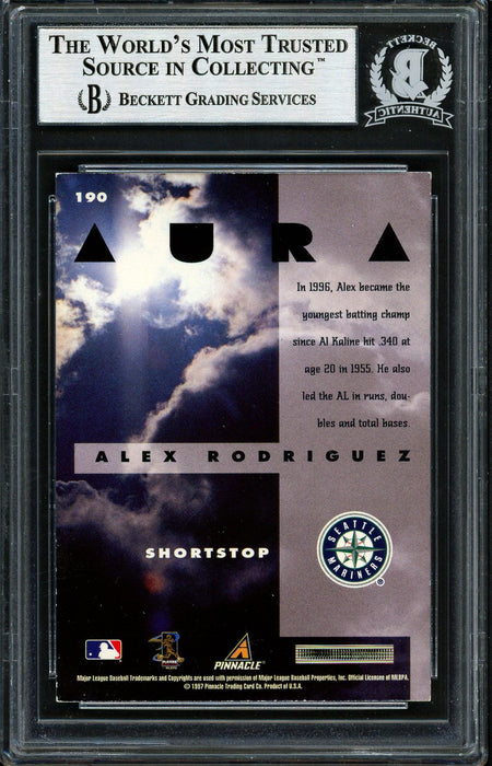 Alex Rodriguez Autographed 1997 Pacific Aura Card #190 Seattle Mariners Beckett BAS #12410247 - RSA