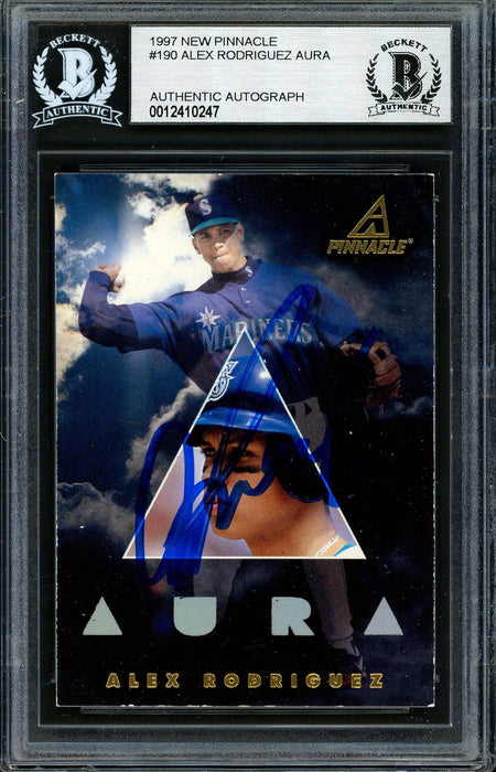 Alex Rodriguez Autographed 1997 Pacific Aura Card #190 Seattle Mariners Beckett BAS #12410247 - RSA