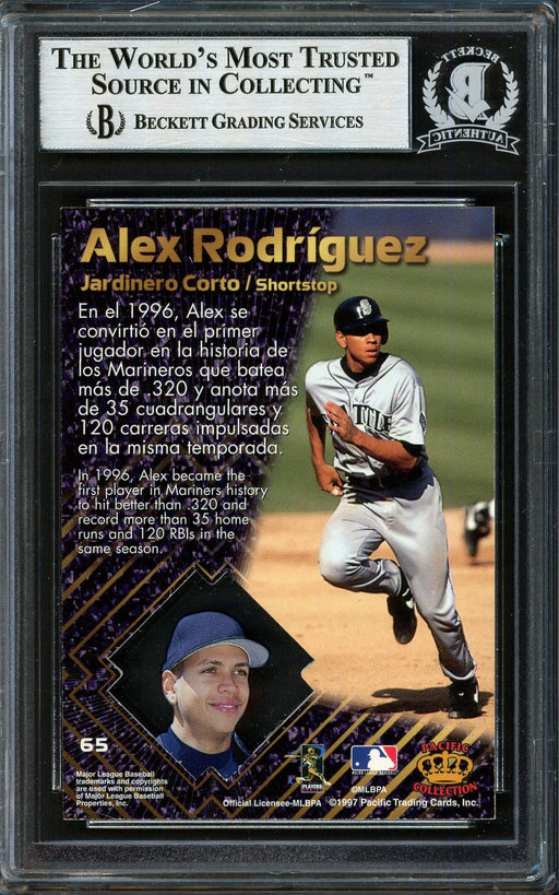 Alex Rodriguez Autographed 1997 Pacific Prisms Card #65 Seattle Mariners Beckett BAS #12410249 - RSA