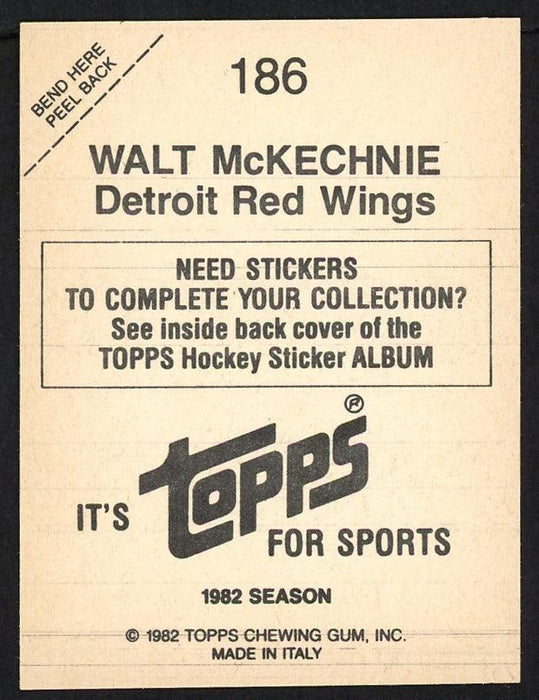 Walt McKechnie Autographed 1982-83 Topps Sticker Card #186 Detroit Red Wings SKU #154075 - RSA