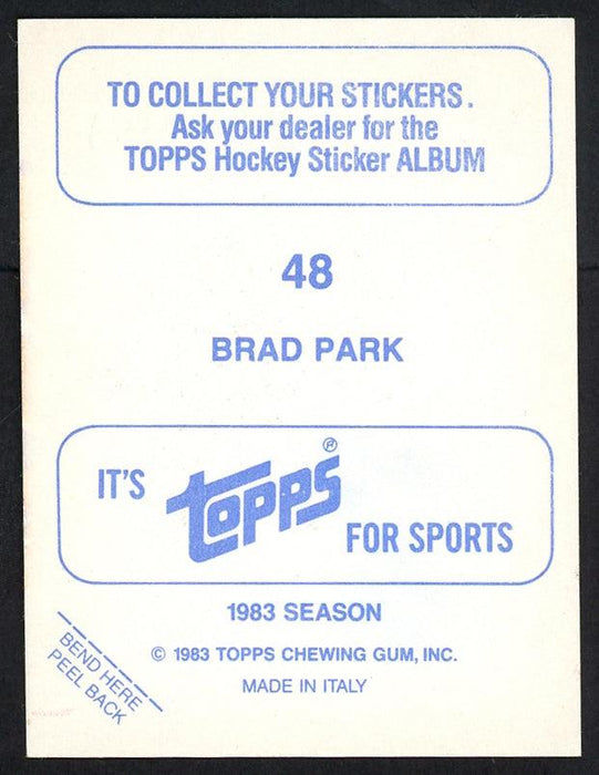 Brad Park Autographed 1983-84 Topps Sticker Card #48 Boston Bruins SKU #154095 - RSA