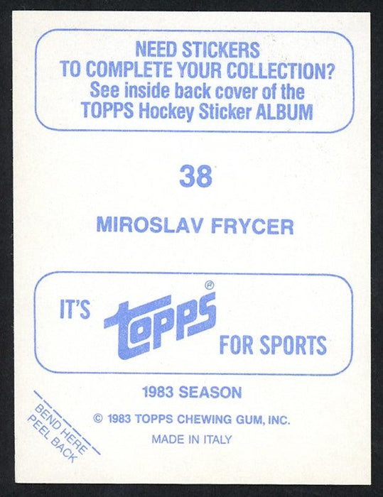 Miroslav Frycer Autographed 1983-84 Topps Sticker Card #38 Toronto Maple Leafs SKU #154096 - RSA