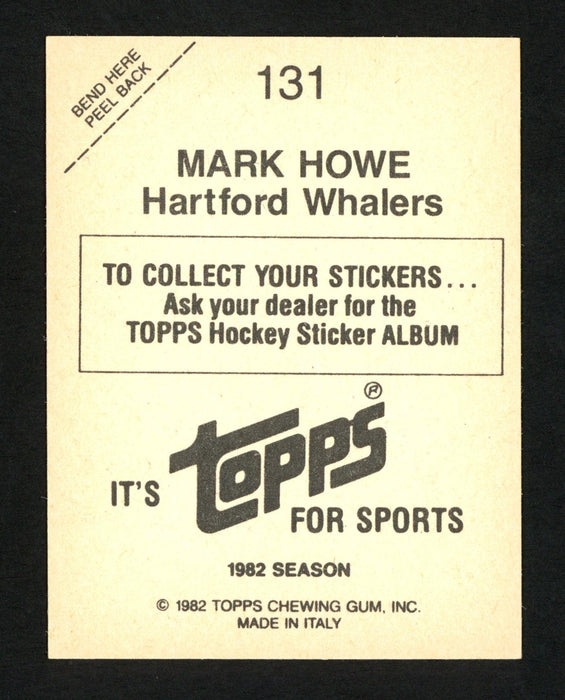 Mark Howe Autographed 1982-83 Topps Sticker Card #131 Hartford Whalers SKU #154109 - RSA