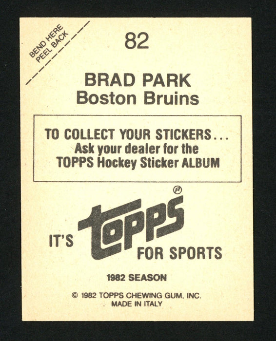 Brad Park Autographed 1982-83 Topps Sticker Card #82 Boston Bruins SKU #154114 - RSA
