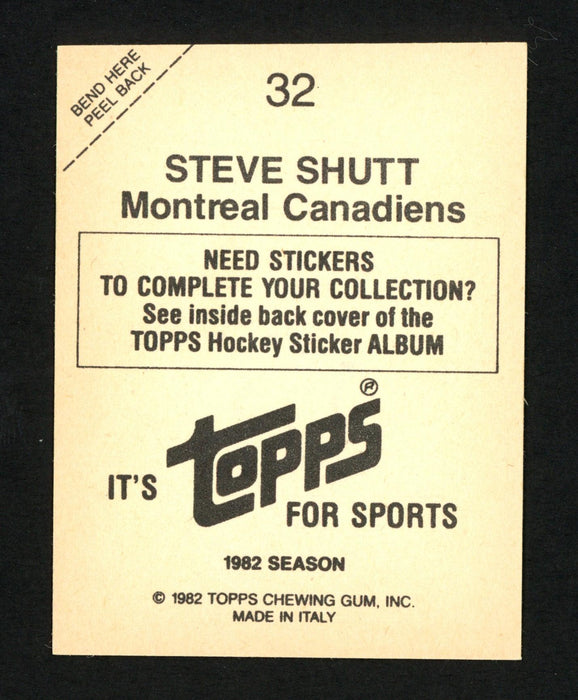 Steve Shutt Autographed 1982-83 Topps Sticker Card #32 Montreal Canadiens SKU #154118 - RSA