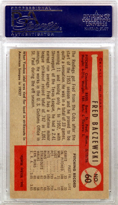 Fred Baczewski Autographed 1954 Bowman Card #60 Cincinnati Reds PSA/DNA #17631255 - RSA