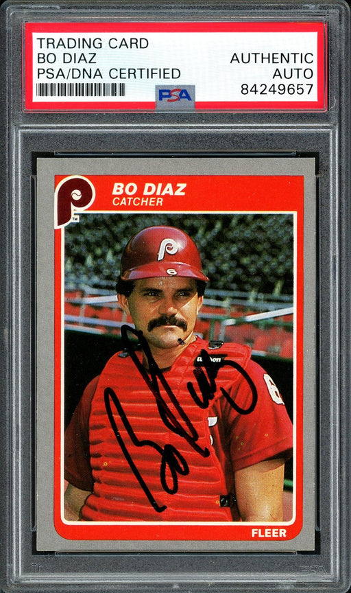 Bo Diaz Autographed 1985 Fleer Card #250 Philadelphia Phillies PSA/DNA #84249657 - RSA