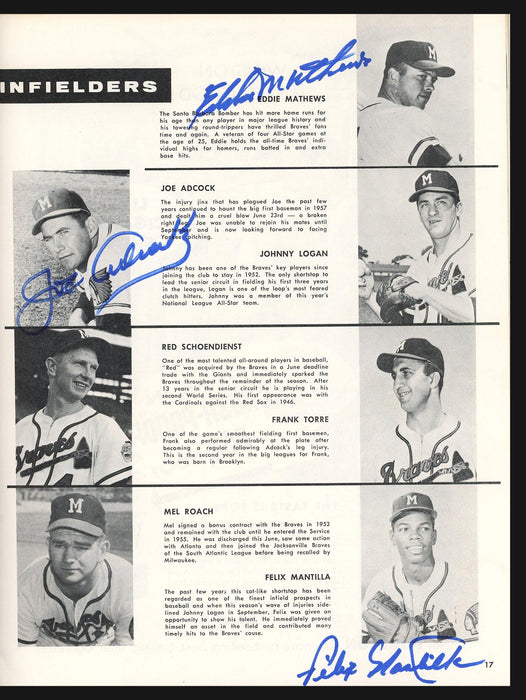 1957 Milwaukee Braves Autographed World Series Program With 5