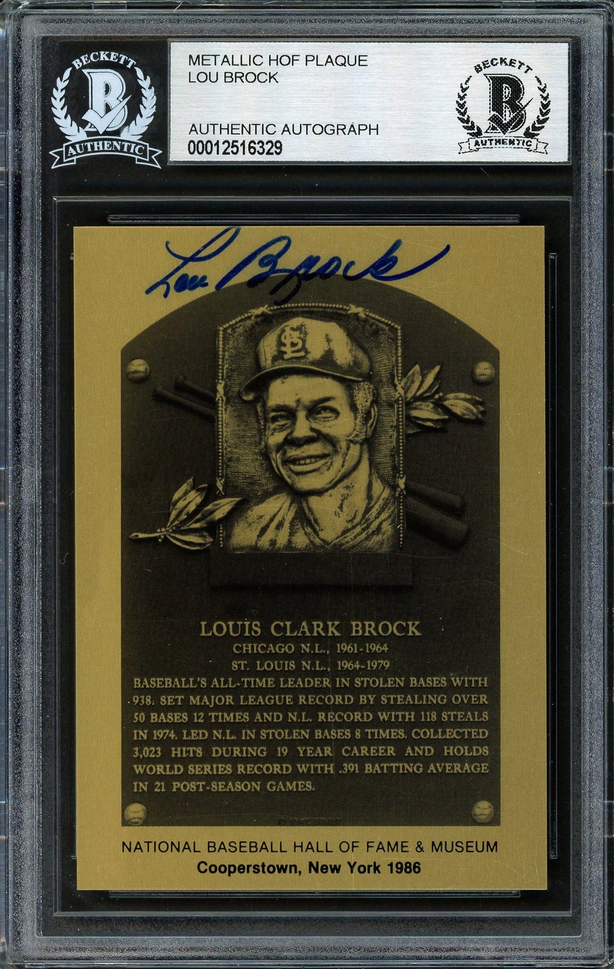 Lou Brock Signed Autographed St Louis Cardinals Baseball Card 
