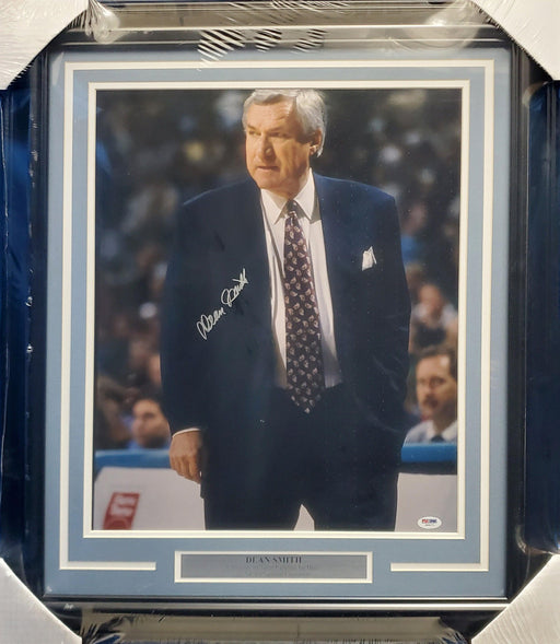 Dean Smith Autographed Framed 16x20 Photo UNC Tar Heels PSA/DNA #Z64171 - RSA