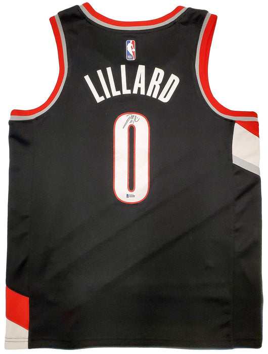 Portland Trail Blazers Damian Lillard Autographed Black Nike Jersey Size L Beckett BAS Stock #195898 - RSA