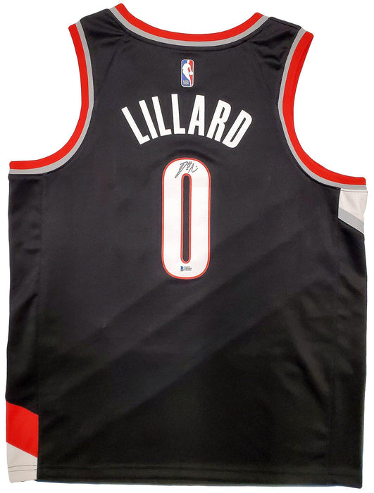 Portland Trail Blazers Damian Lillard Autographed Black Nike Jersey Size XL Beckett BAS Stock #195900 - RSA