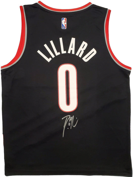 Portland Trail Blazers Damian Lillard Autographed Black Fanatics Jersey Size M Beckett BAS Stock #196412 - RSA