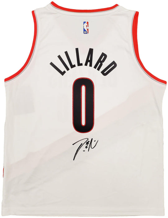 Portland Trail Blazers Damian Lillard Autographed White Fanatics Jersey Size L Beckett BAS Stock #196415 - RSA