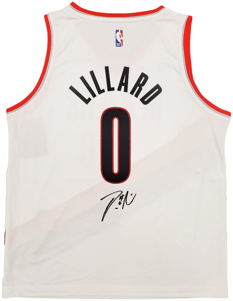 Portland Trail Blazers Damian Lillard Autographed White Fanatics Jersey Size L Beckett BAS Stock #196415 - RSA