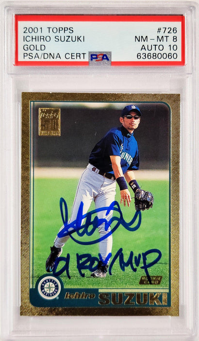 Ichiro Suzuki Autographed 2001 Topps Gold Rookie Card #726 Seattle Mar — RSA