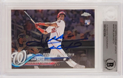 Juan Soto Autographed 2018 Topps Chrome Update Rookie Card #HMT98 Washington Nationals Beckett BAS #14231634 - RSA