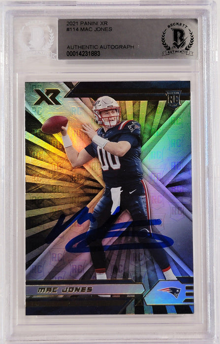 Mac Jones Autographed 2021 Panini XR Rookie Card #114 New England Patriots Beckett BAS #14231883 - RSA