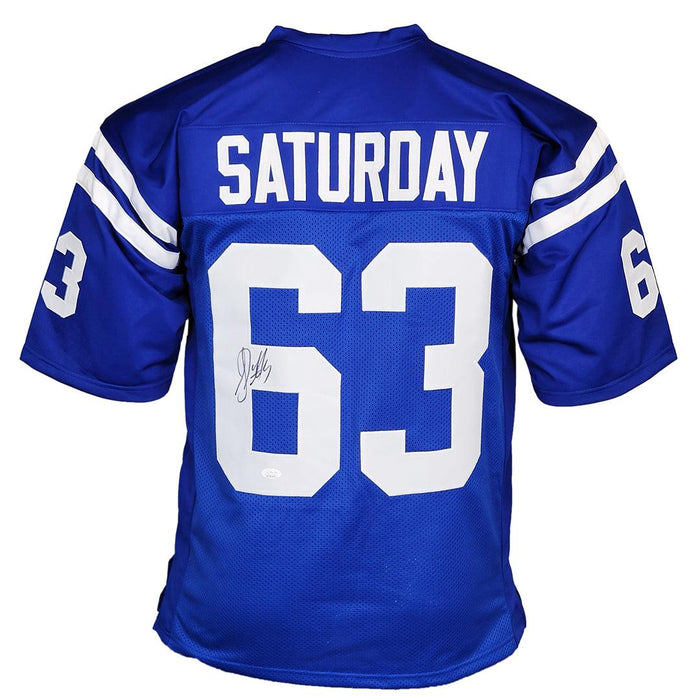 Jeff Saturday Signed Indianapolis Blue Football Jersey JSA RSA