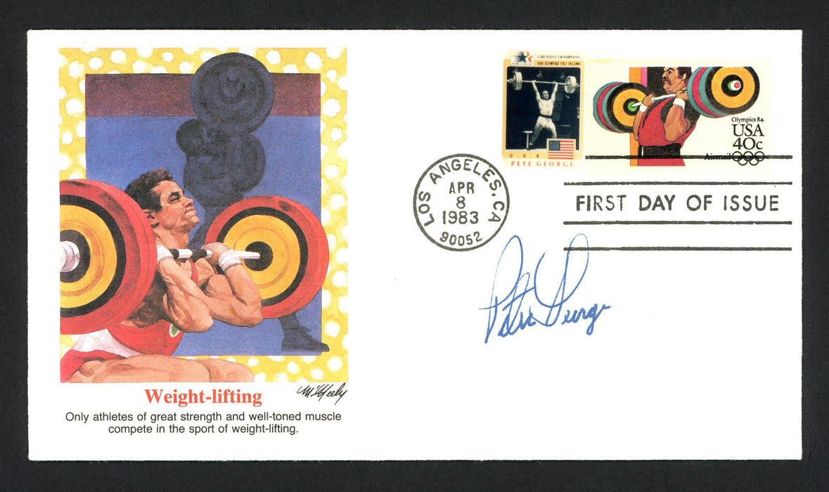 Pete George Autographed First Day Cover Olympic Weightlifter SKU #159594 - RSA