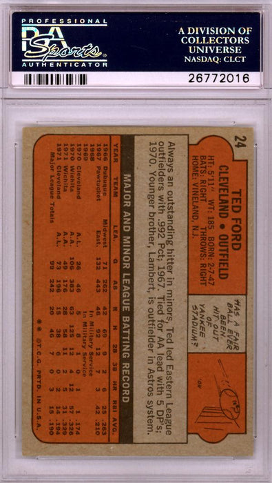 Ted Ford Autographed 1972 Topps Card #24 Cleveland Indians PSA/DNA #26772016 - RSA