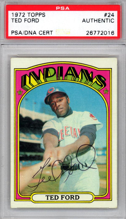 Ted Ford Autographed 1972 Topps Card #24 Cleveland Indians PSA/DNA #26772016 - RSA