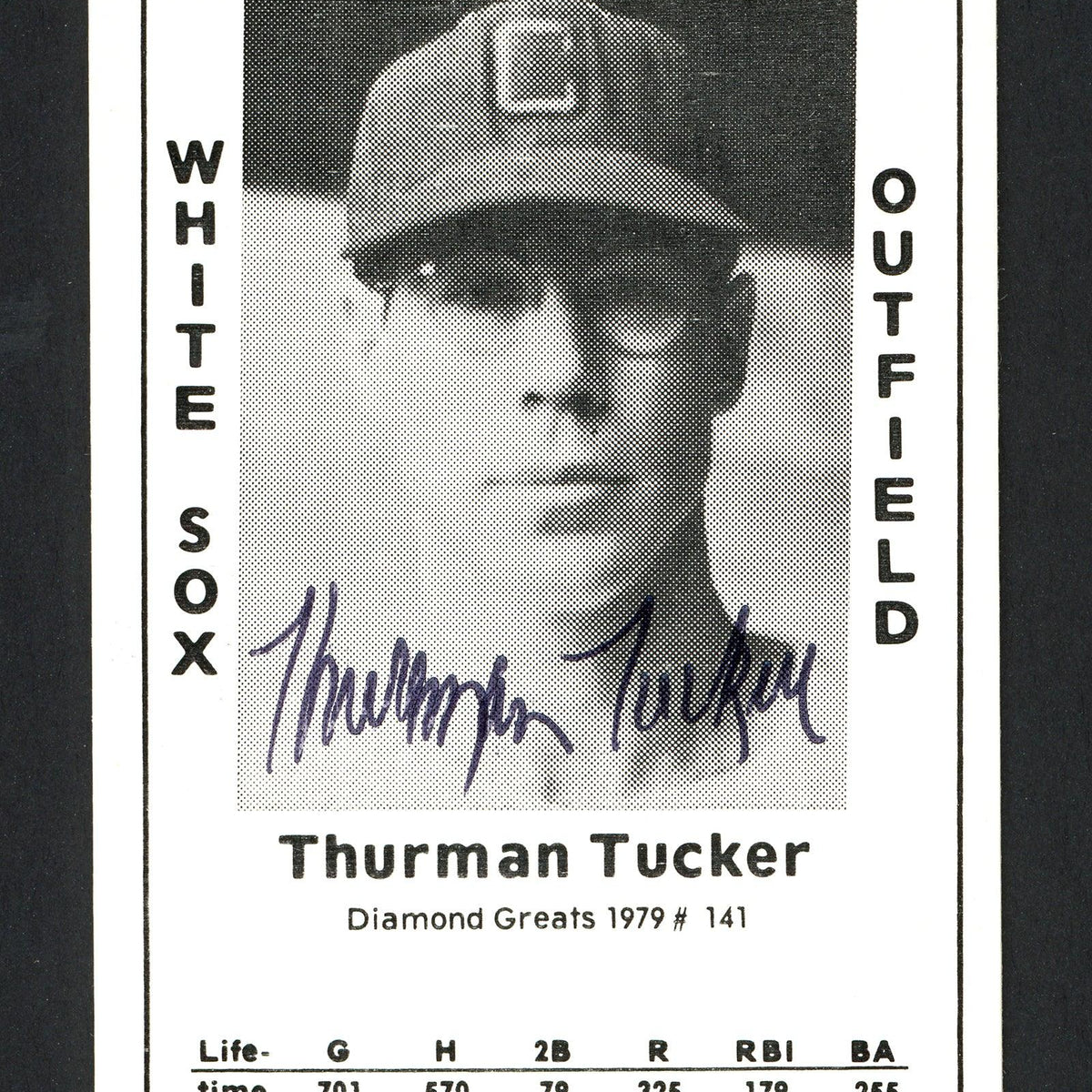 Thurman Tucker Autographed 1979 Diamond Greats Card #141 Chicago White — RSA