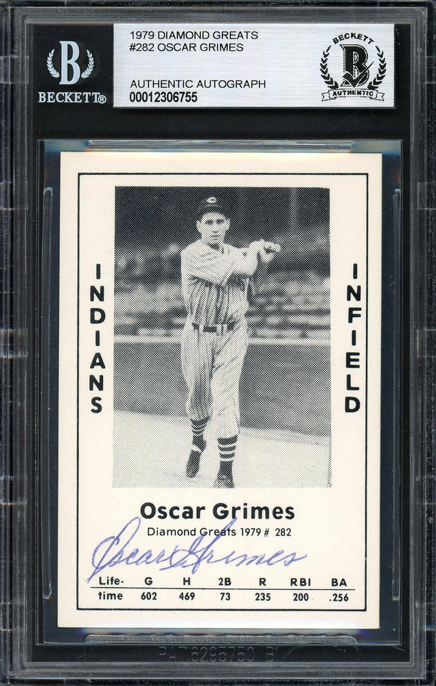 Oscar Grimes Autographed 1979 Diamond Greats Card #282 Cleveland Indians Beckett BAS #12306755 - RSA