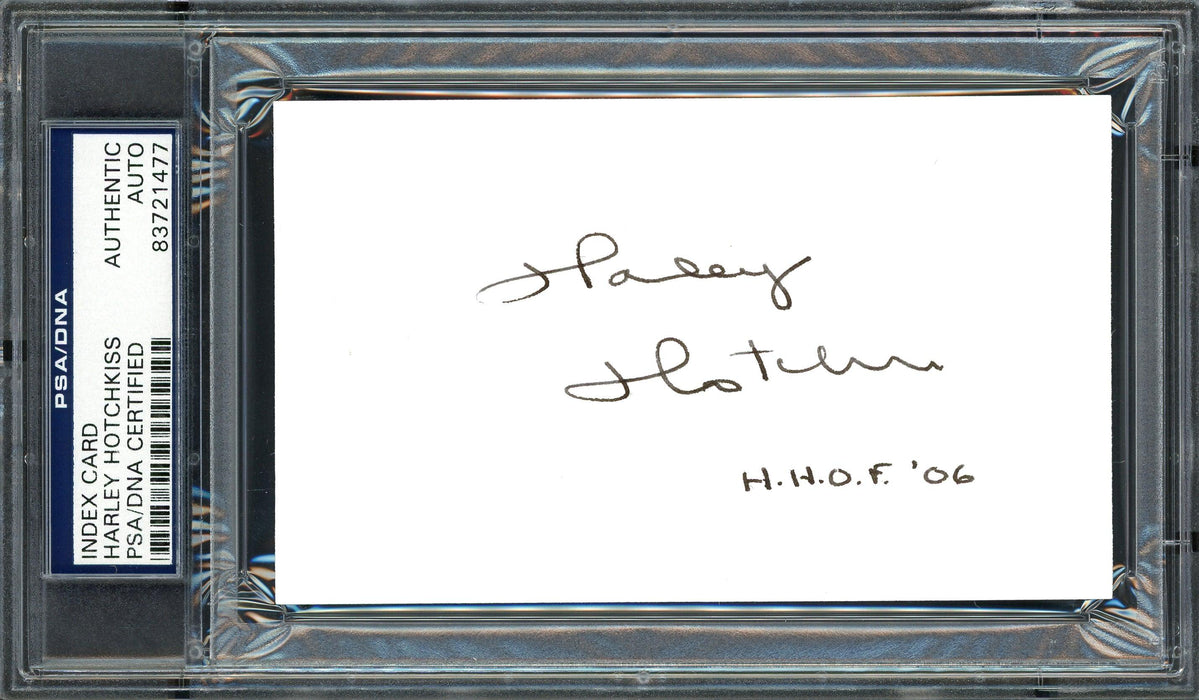 Harley Hotchkiss Autographed 3x5 Index Card Calgary Flames Owner PSA/DNA #83721477 - RSA