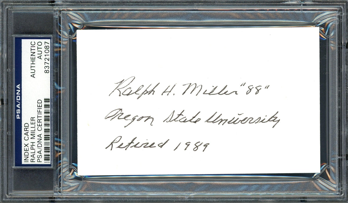 Ralph Miller Autographed 3x5 Index Card Oregon State University Beavers Coach PSA/DNA #83721087 - RSA