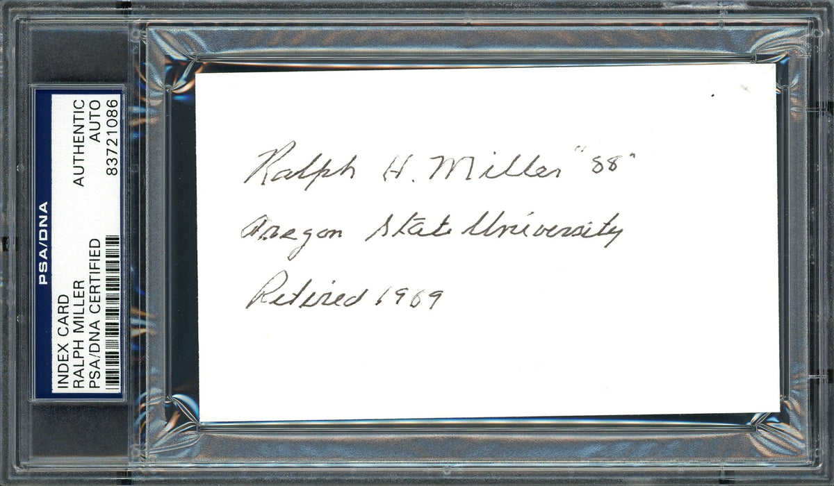 Ralph Miller Autographed 3x5 Index Card Oregon State University Beavers Coach PSA/DNA #83721086 - RSA