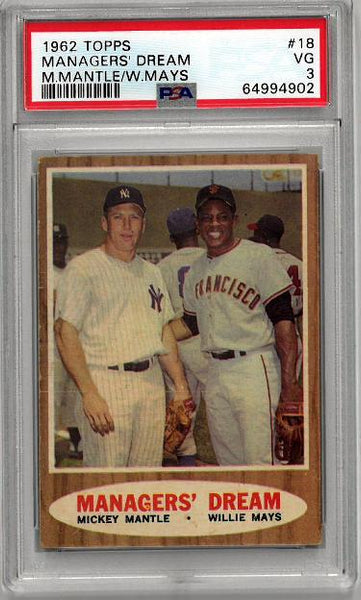 1962 Topps - [Base] #18 - Willie Mays, Mickey Mantle (Elston