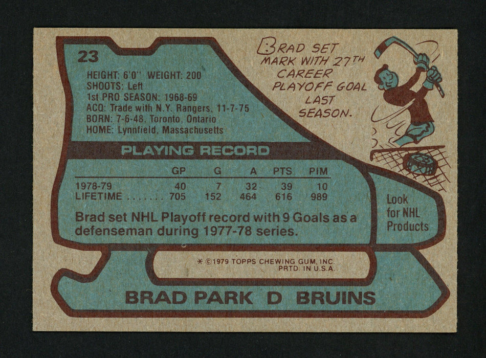 Brad Park Autographed 1979-80 Topps Card #23 Boston Bruins SKU #154290 - RSA