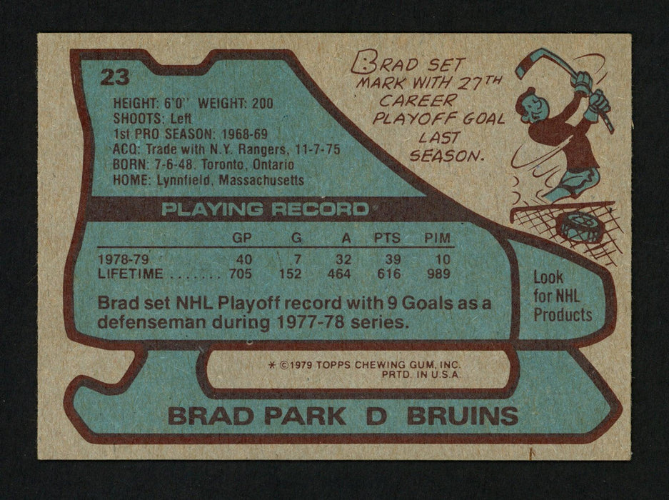 Brad Park Autographed 1979-80 Topps Card #23 Boston Bruins SKU #154291 - RSA