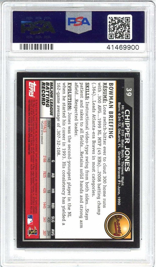 Chipper Jones Autographed 2010 Bowman Chrome Card #39 Atlanta Braves PSA/DNA #41469900 - RSA