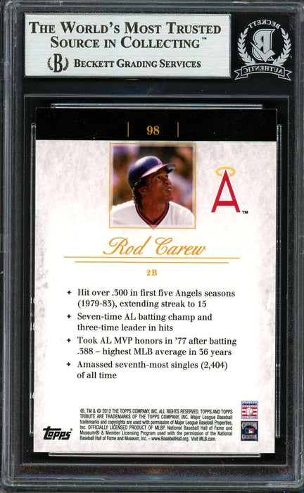 Rod Carew Autographed 2012 Topps Tribute Green Card #98 California Ang — RSA