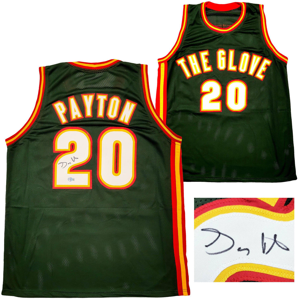 Gary Payton Seattle SuperSonics Signed Autographed Green Custom